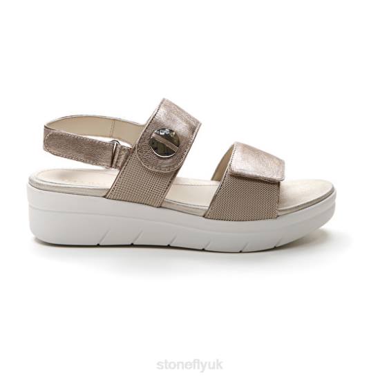 Women AQUA III 12 LAMINATED LTH Champagne Stonefly 0BDD147 Sandals