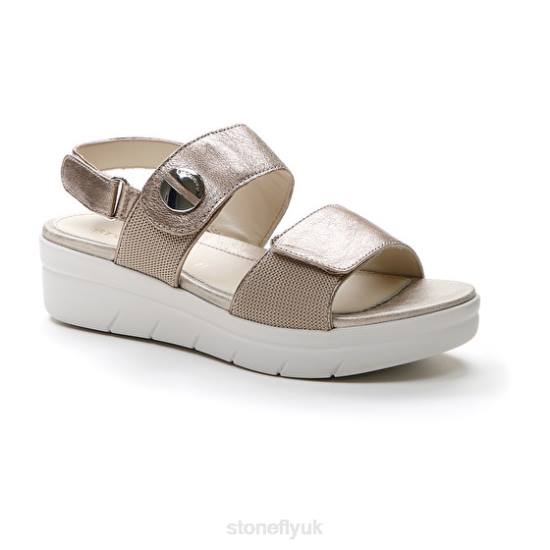 Women AQUA III 12 LAMINATED LTH Champagne Stonefly 0BDD147 Sandals