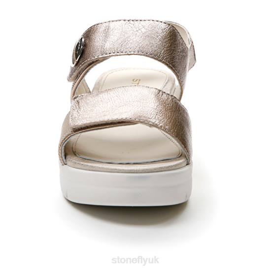 Women AQUA III 12 LAMINATED LTH Champagne Stonefly 0BDD147 Sandals