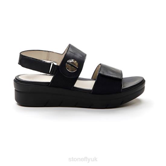 Women AQUA III 12 NAPPA Black Stonefly 0BDD139 Sandals