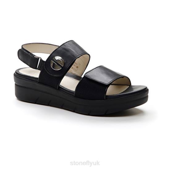 Women AQUA III 12 NAPPA Black Stonefly 0BDD139 Sandals