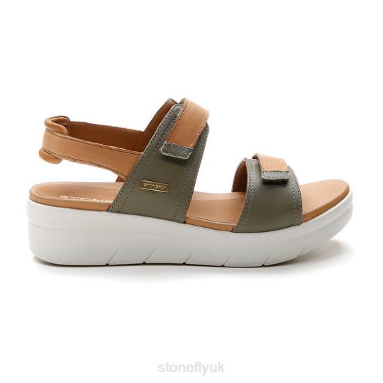 Women AQUA III 20 NAPPA LTH Brown/Green Stonefly 0BDD143 Sandals