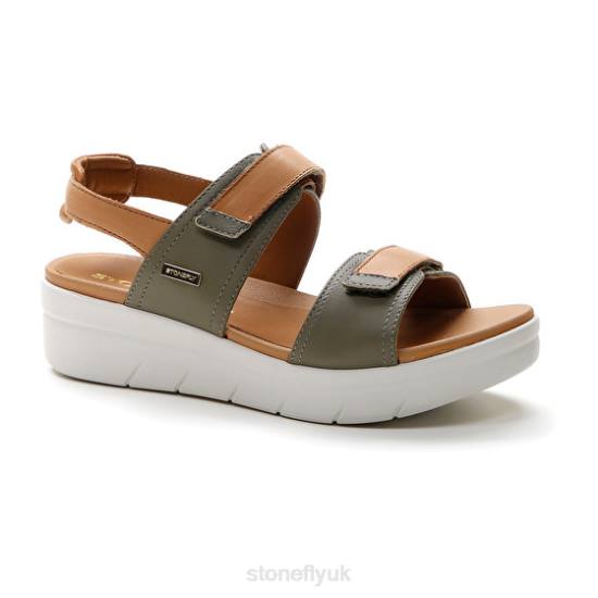 Women AQUA III 20 NAPPA LTH Brown/Green Stonefly 0BDD143 Sandals