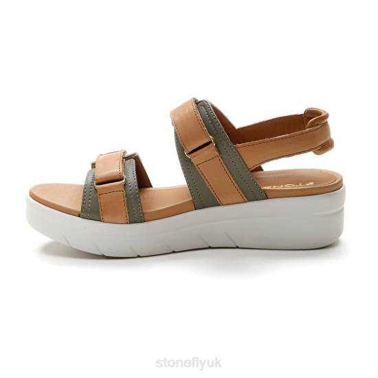 Women AQUA III 20 NAPPA LTH Brown/Green Stonefly 0BDD143 Sandals