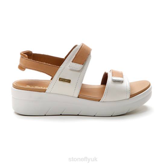 Women AQUA III 20 NAPPA LTH Brown/White Stonefly 0BDD152 Sandals