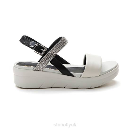 Women AQUA III 22 NAPPA LTH/TEXTILE Black/Silver/White Stonefly 0BDD151 Sandals
