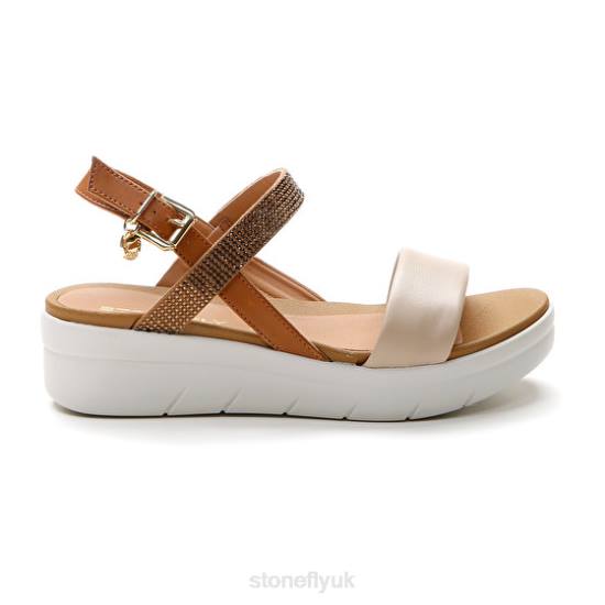 Women AQUA III 22 NAPPA LTH/TEXTILE Brown/Cream Stonefly 0BDD146 Sandals