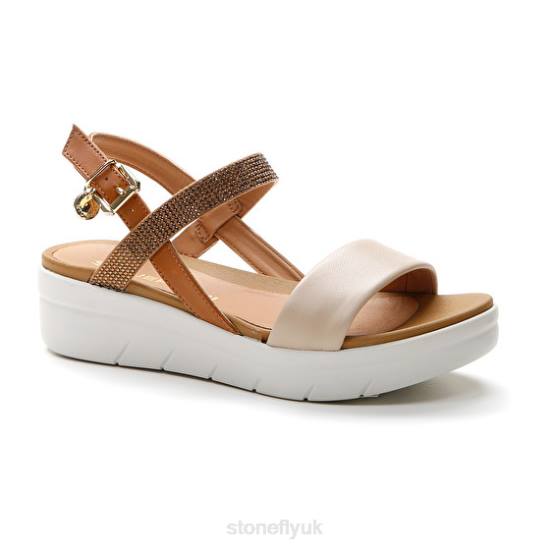 Women AQUA III 22 NAPPA LTH/TEXTILE Brown/Cream Stonefly 0BDD146 Sandals