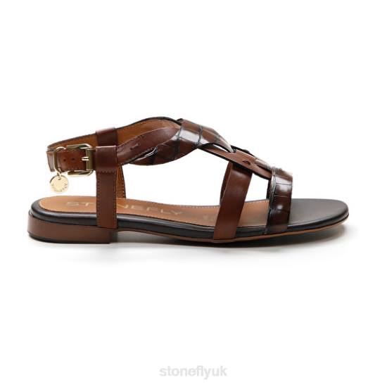 Women DAISY 6 CALF LTH/S.COCCO EMBOSSED Cigar Brown Stonefly 0BDD134 Sandals