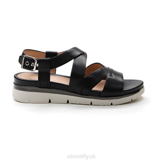 Women ELODY 18 CALF LTH Black Stonefly 0BDD123 Sandals