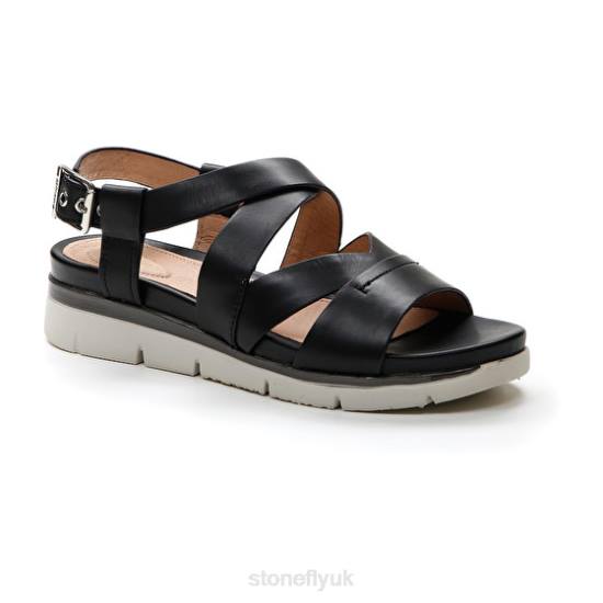 Women ELODY 18 CALF LTH Black Stonefly 0BDD123 Sandals