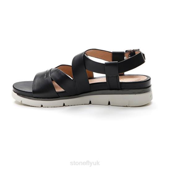 Women ELODY 18 CALF LTH Black Stonefly 0BDD123 Sandals