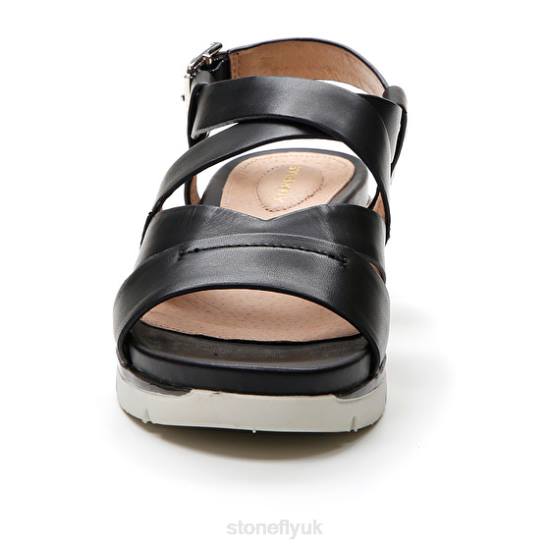 Women ELODY 18 CALF LTH Black Stonefly 0BDD123 Sandals