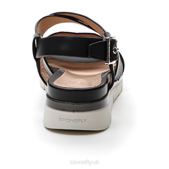 Women ELODY 18 CALF LTH Black Stonefly 0BDD123 Sandals