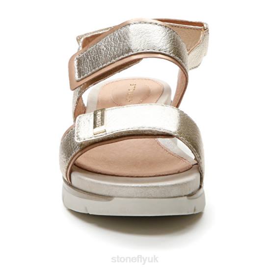 Women ELODY 20 LAMINATED LTH Sliver Stonefly 0BDD128 Sandals