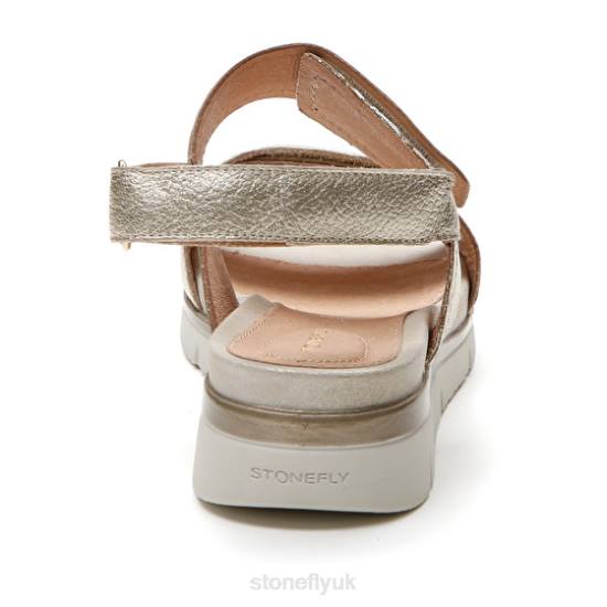 Women ELODY 20 LAMINATED LTH Sliver Stonefly 0BDD128 Sandals