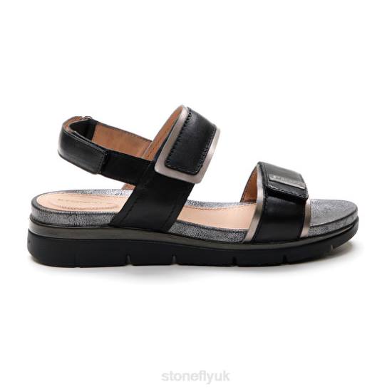 Women ELODY 20 NAPPA LTH/S.LAMINATED Black Stonefly 0BDD124 Sandals