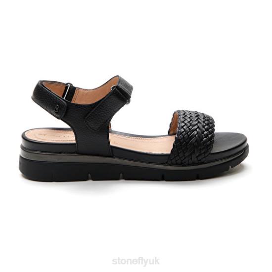 Women ELODY 21 EMBOSSED/NAPPA LTH Black Stonefly 0BDD125 Sandals