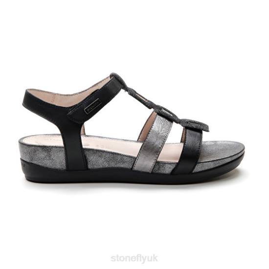 Women EVE 24 NAPPA LTH/LAMINATED LTH Black Stonefly 0BDD156 Sandals