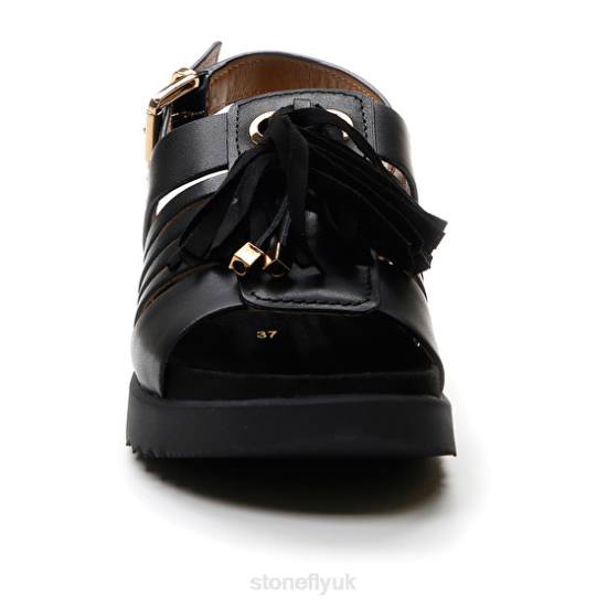 Women RIVA 12 CALF LTH Black Stonefly 0BDD168 Sandals