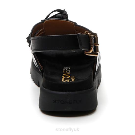 Women RIVA 12 CALF LTH Black Stonefly 0BDD168 Sandals