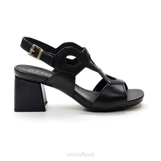 Women JENNY 7 CALF LTH Black Stonefly 0BDD252 Sandals