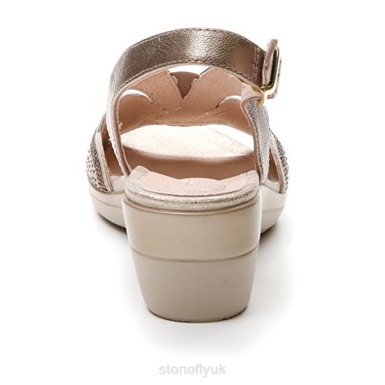 Women VANITY III 30 GOAT SUEDE/LAMINATED LTH Champagne Stonefly 0BDD258 Sandals
