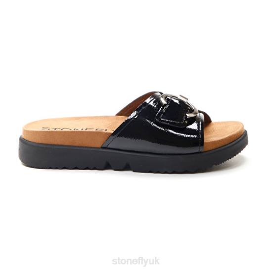 Women RIVA 5 PATENT Black Stonefly 0BDD242 Slides