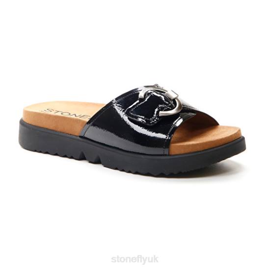 Women RIVA 5 PATENT Black Stonefly 0BDD242 Slides