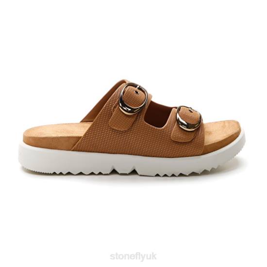 Women RIVA 7 PRINT LTH Brown Stonefly 0BDD238 Slides