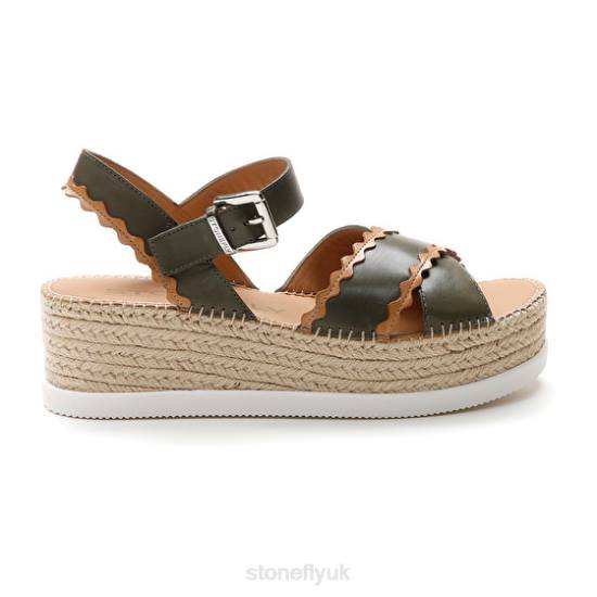 Women ALEXIA 2 CALF LTH Brown/Green Stonefly 0BDD204 Sandals