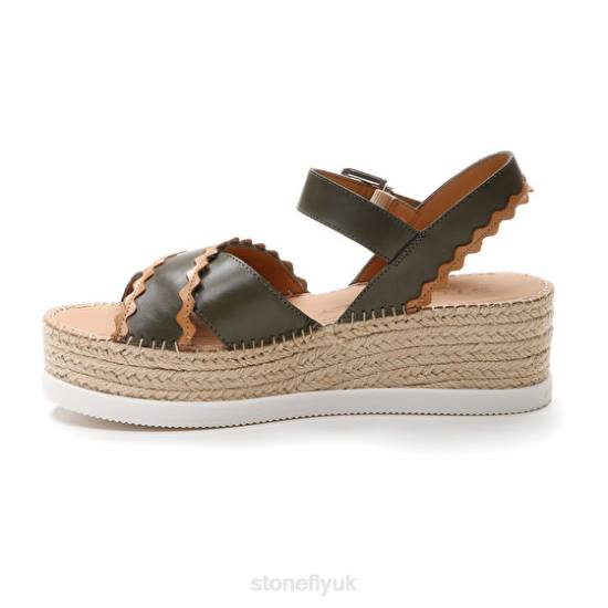 Women ALEXIA 2 CALF LTH Brown/Green Stonefly 0BDD204 Sandals