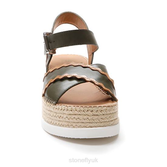 Women ALEXIA 2 CALF LTH Brown/Green Stonefly 0BDD204 Sandals