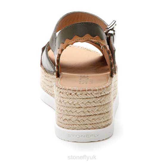 Women ALEXIA 2 CALF LTH Brown/Green Stonefly 0BDD204 Sandals