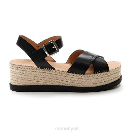 Women ALEXIA 3 CALF LTH Black Stonefly 0BDD206 Sandals
