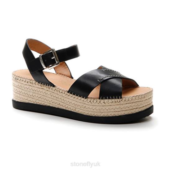 Women ALEXIA 3 CALF LTH Black Stonefly 0BDD206 Sandals