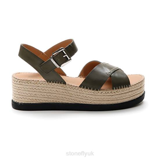 Women ALEXIA 3 CALF LTH Green Stonefly 0BDD210 Sandals
