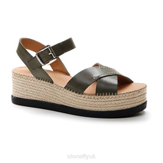 Women ALEXIA 3 CALF LTH Green Stonefly 0BDD210 Sandals