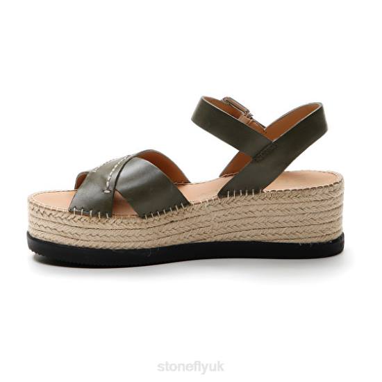 Women ALEXIA 3 CALF LTH Green Stonefly 0BDD210 Sandals
