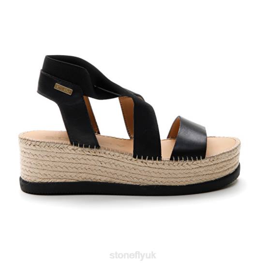 Women ALEXIA 5 CALF LTH/ELASTIC Black Stonefly 0BDD182 Sandals