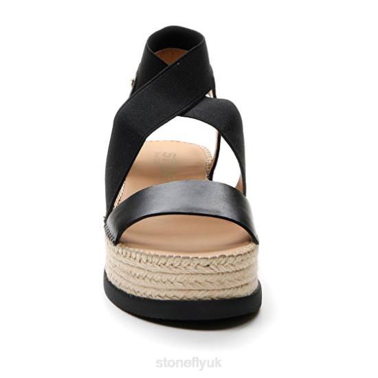 Women ALEXIA 5 CALF LTH/ELASTIC Black Stonefly 0BDD182 Sandals