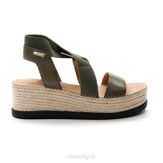 Women ALEXIA 5 CALF LTH/ELASTIC Green Stonefly 0BDD186 Sandals