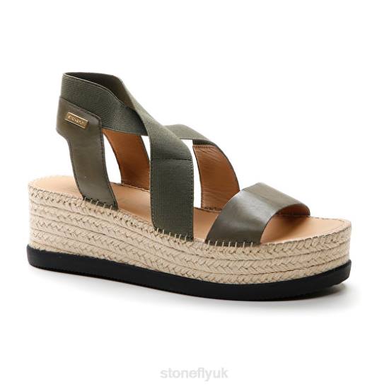 Women ALEXIA 5 CALF LTH/ELASTIC Green Stonefly 0BDD186 Sandals
