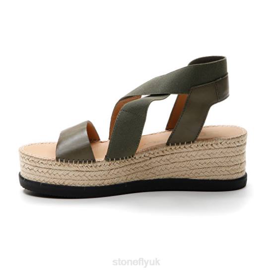 Women ALEXIA 5 CALF LTH/ELASTIC Green Stonefly 0BDD186 Sandals