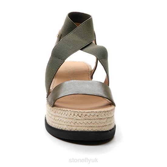Women ALEXIA 5 CALF LTH/ELASTIC Green Stonefly 0BDD186 Sandals