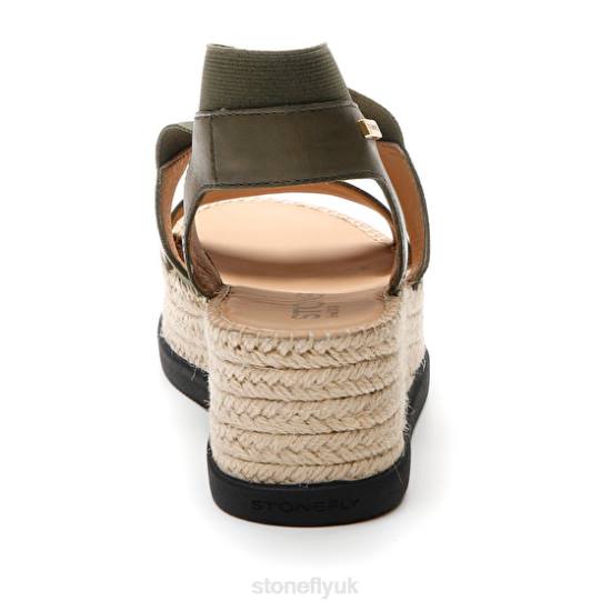 Women ALEXIA 5 CALF LTH/ELASTIC Green Stonefly 0BDD186 Sandals
