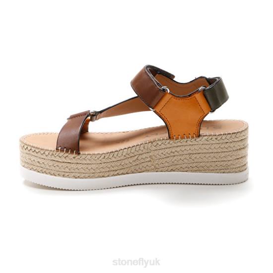 Women ALEXIA 6 CALF LTH Brown/Green/Orange Stonefly 0BDD200 Sandals
