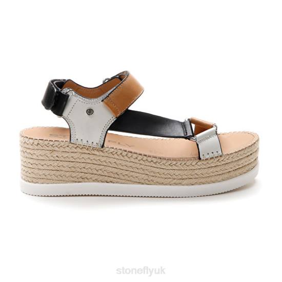Women ALEXIA 6 CALF LTH Brown/White/Black Stonefly 0BDD199 Sandals