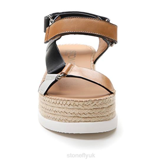 Women ALEXIA 6 CALF LTH Brown/White/Black Stonefly 0BDD199 Sandals