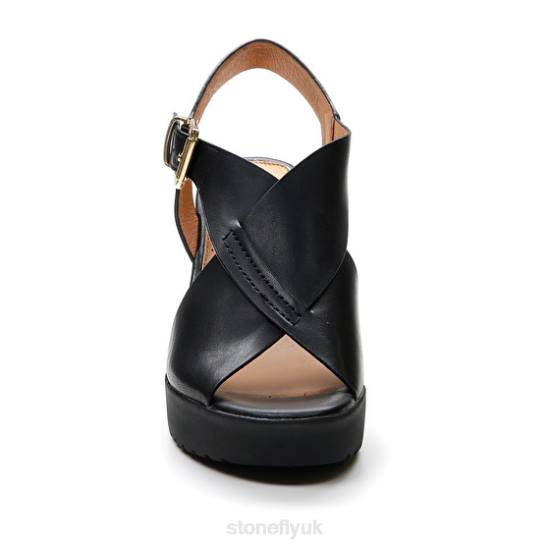 Women ELY 16 CALF LTH Black Stonefly 0BDD221 Sandals